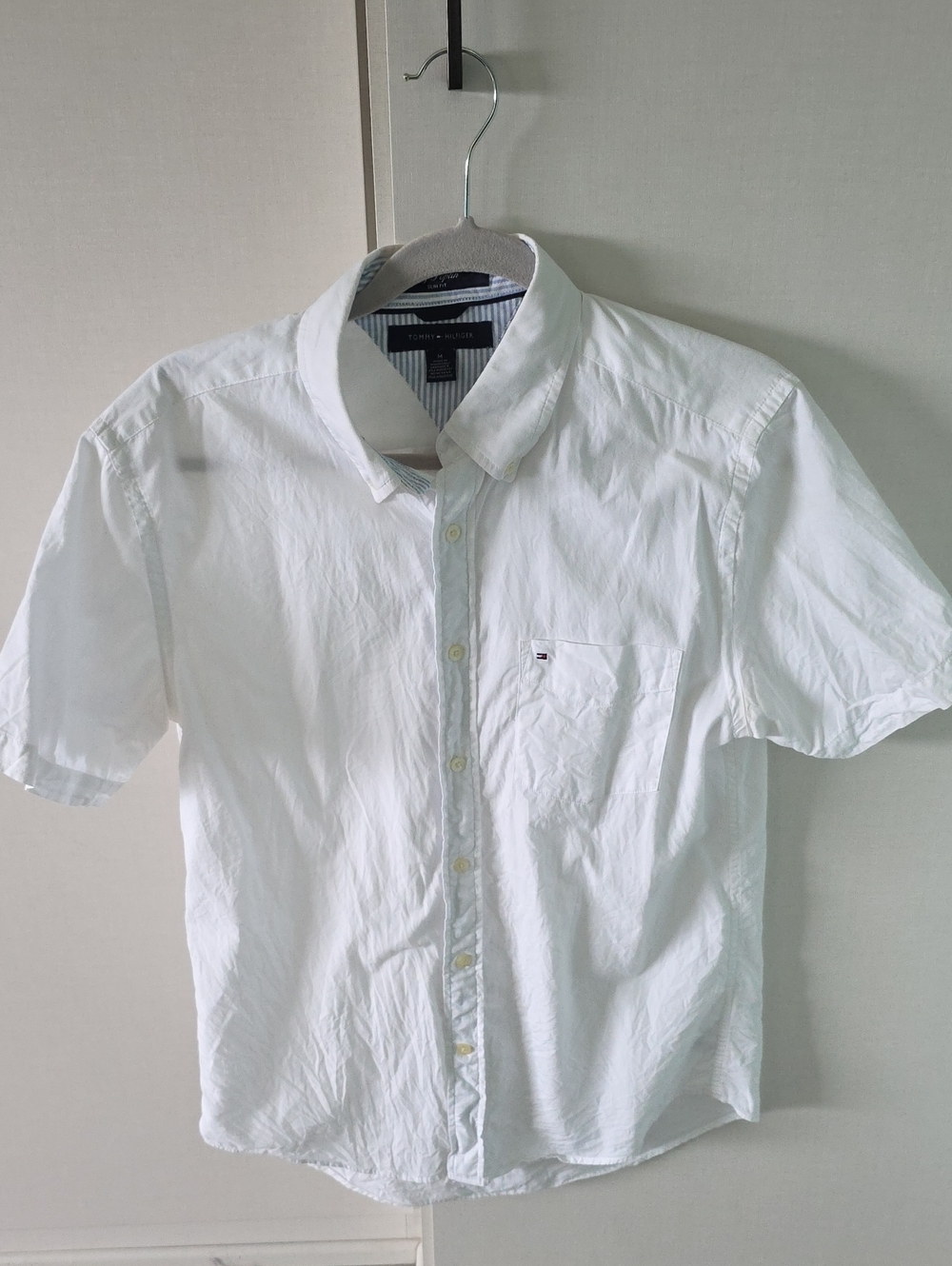 Tommy Hilfiger White Short-Sleeve Cotton Button-Down Shirt